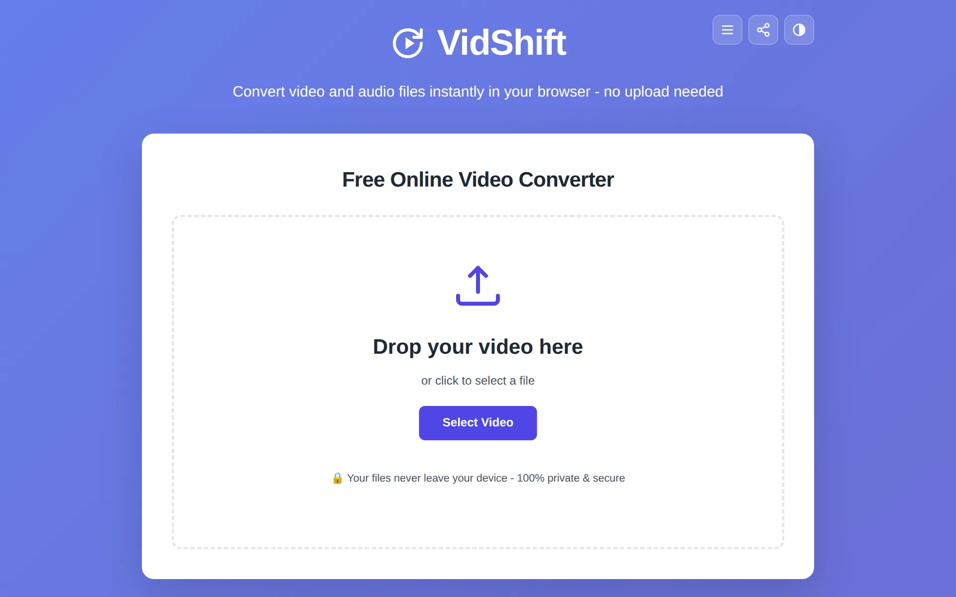 VidShift homepage